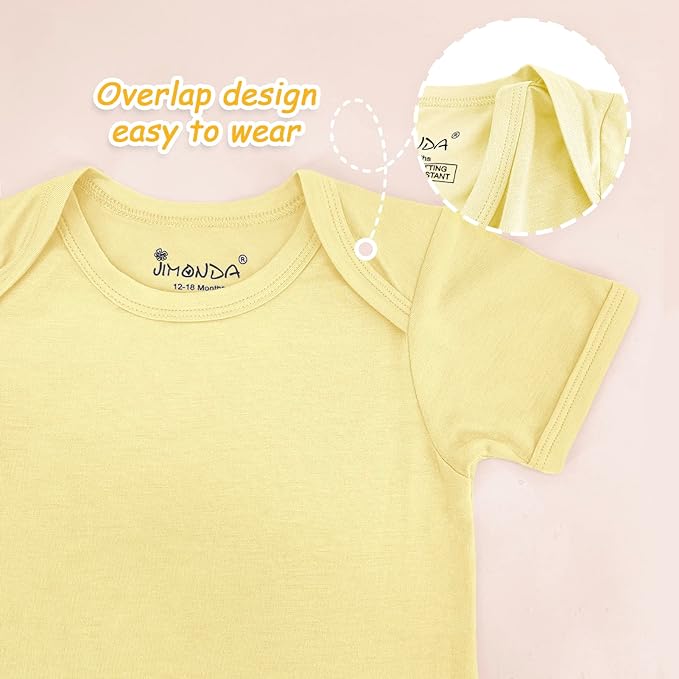 Jimonda Baby Bodysuits Rayon from Bamboo Short Sleeve Baby Boys Girls Rompers Soft Outfits Newborn Clothes