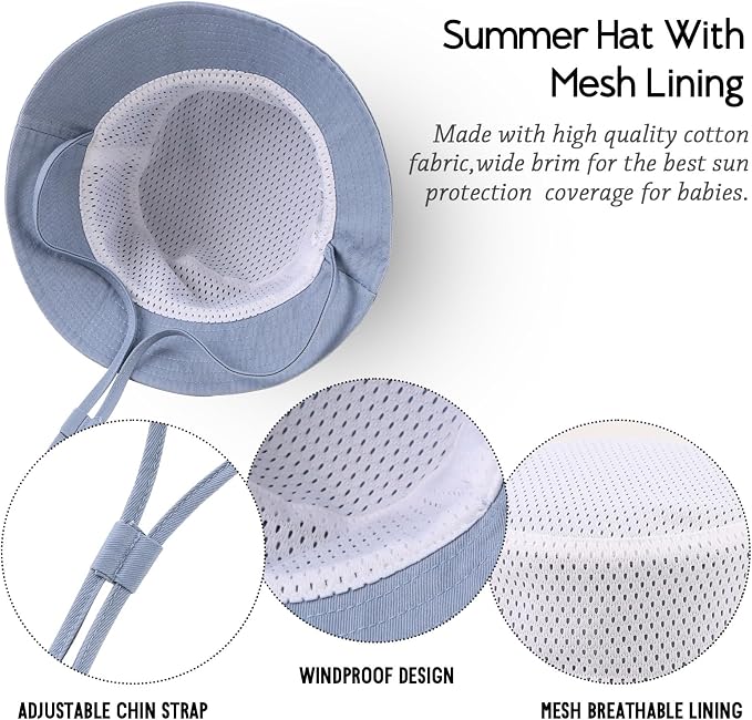 JANGANNSA Cotton Baby Sun Hat Infant Toddler Boys Girls Bucket Hats Summer Sun - Image 6