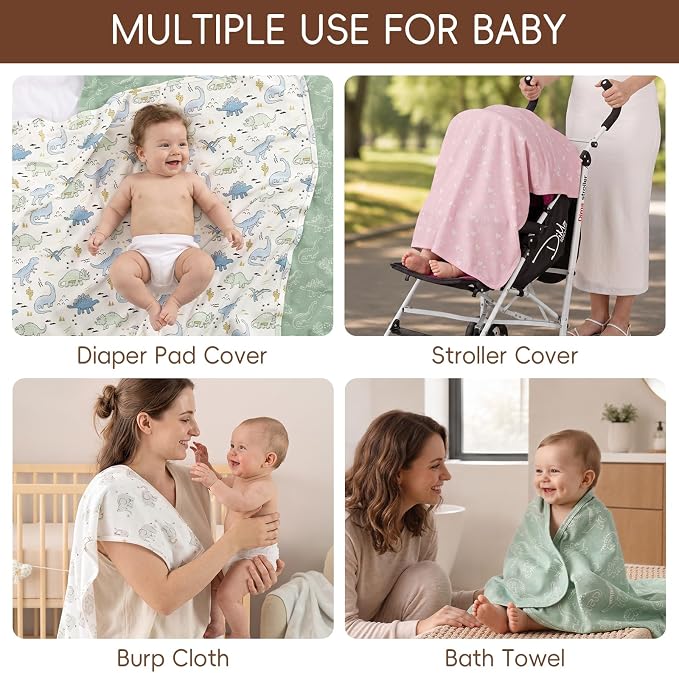 david's kids 2 Pack Baby Cotton Swaddle Blankets, 100% Cotton and Ultra Soft - Image 5