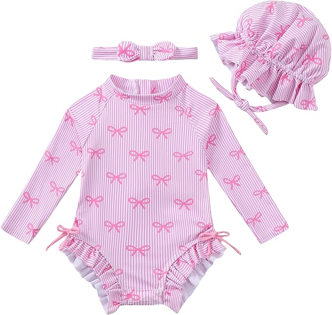 Renotemy Baby Swimsuit Girls One-Piece Swimwear Baby Beach Essentials 3M-3T by Renotemy