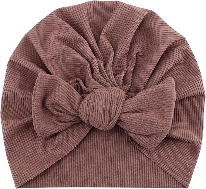 DRESHOW BQUBO 5 Pieces Newborn Baby Turban Hats Bow Baby Infant Beanie - Image 3