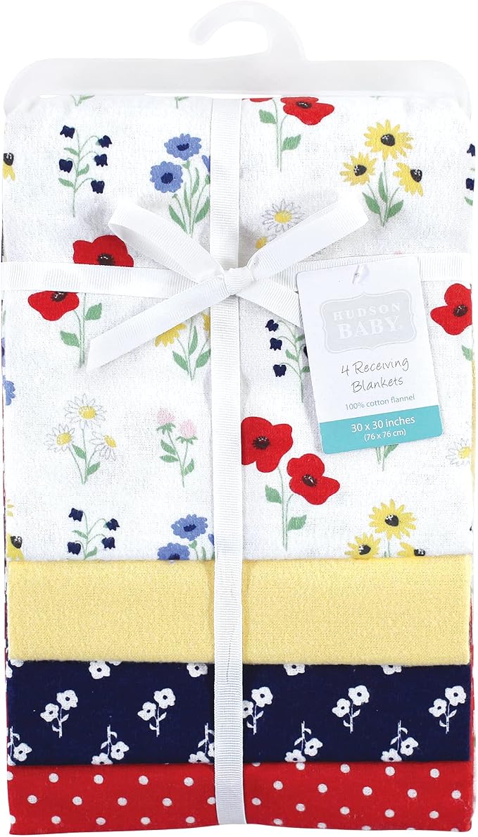 Hudson Baby Unisex Baby Cotton Flannel Receiving Blankets, Wildflower, One Size - Image 2