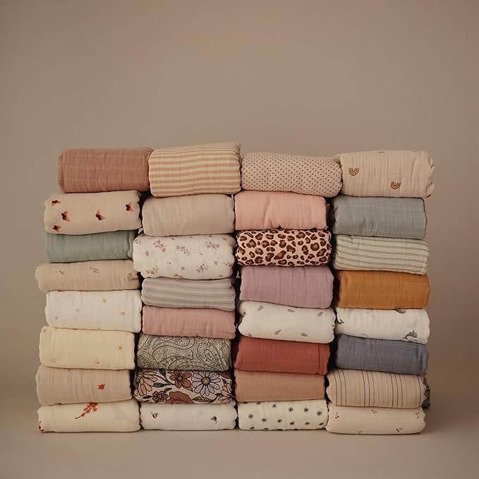 mushie Muslin Baby Swaddle Blanket | 100% Organic Cotton (Cedar)