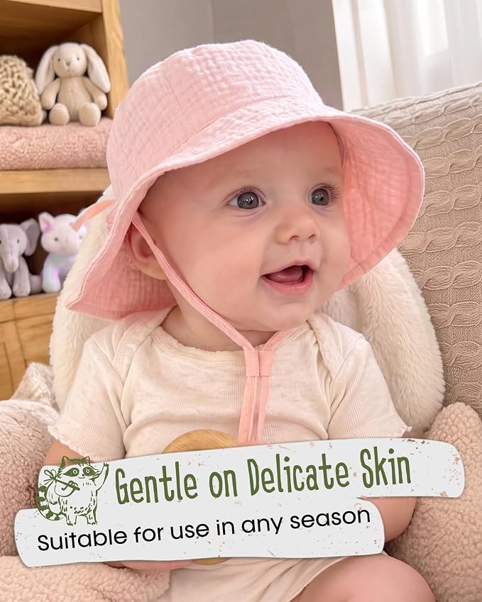 FURTALK Baby Sun Hat Muslin Cotton Toddler Bucket Hat - Image 3