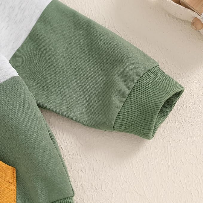 Infant Baby Boy Fall Winter Clothes Outfit Hooded Long Sweatshirt Pant Set - Image 6
