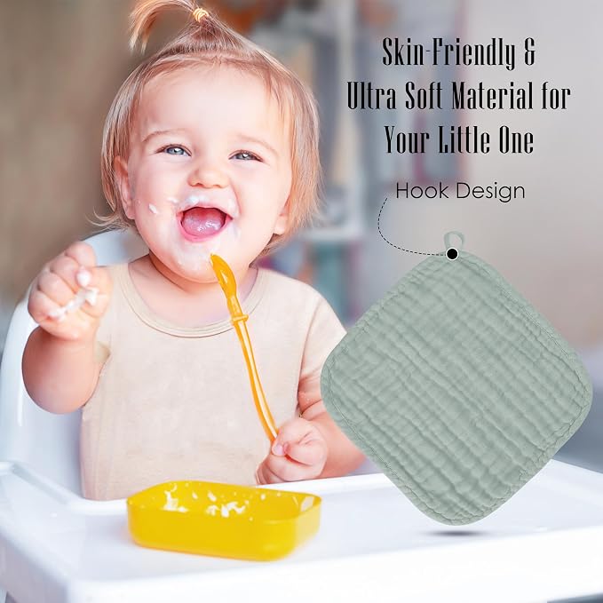Baby Washcloths -100% Cotton Muslin Soft Baby Bath Wash Cloths and Absorbent - Image 6