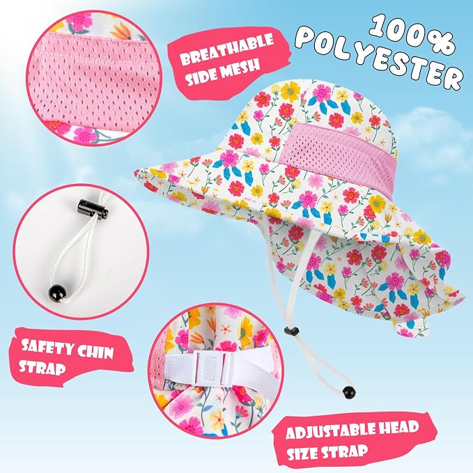 Toddler Baby Sun Hat Kids Summer Beach Essentials Adjustable Beach Hats - Image 2