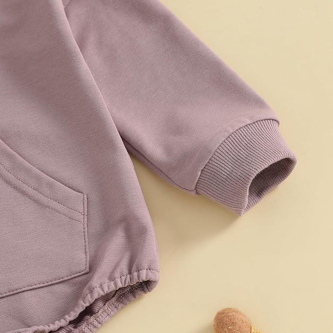 Baby Boy Girl Hooded Romper Cute Solid Color Long Sleeve Sweatshirt Romper - Image 6