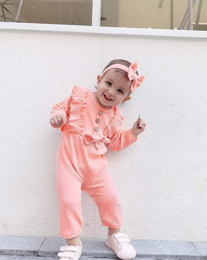 Mioglrie Newborn Baby Girl Clothes 1 Piece Infant Fall Winter Romper Outfit | - Image 2