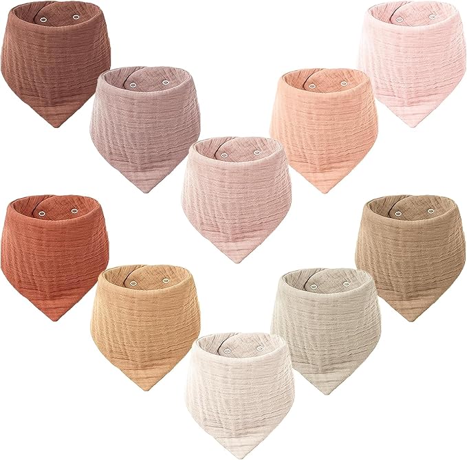 Konssy 10 Pack Baby Muslin Bandana Bibs by Konssy