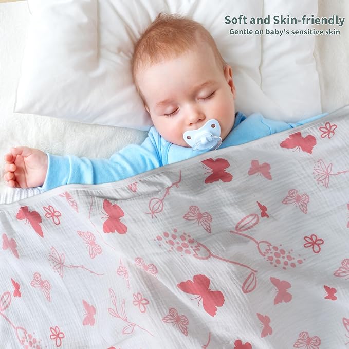Muslin Swaddle Blankets for Newborn, 2 Pack Breathable Soft Receiving Blanket - Image 3