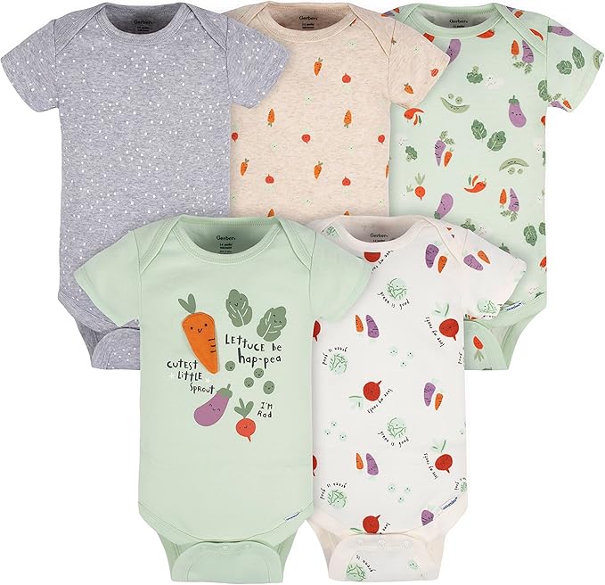 Gerber Baby Girls 5-Pack Short Sleeve Variety Onesies Bodysuits by Gerber