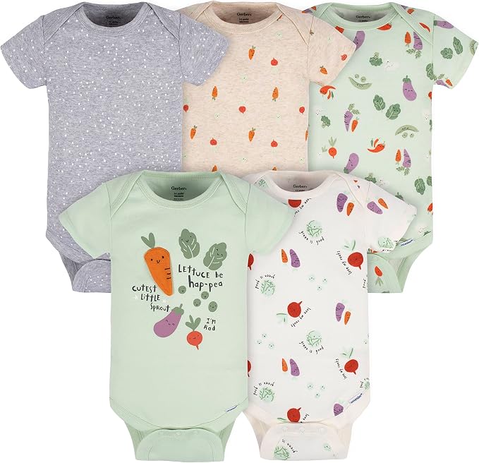 Gerber Baby Girls 5-Pack Short Sleeve Variety Onesies Bodysuits by Gerber