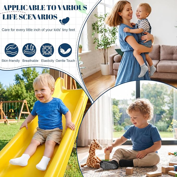GRPSKCOS Non Slip Toddler Baby Socks 12 Pairs Anti Skid Ankle Socks - Image 6