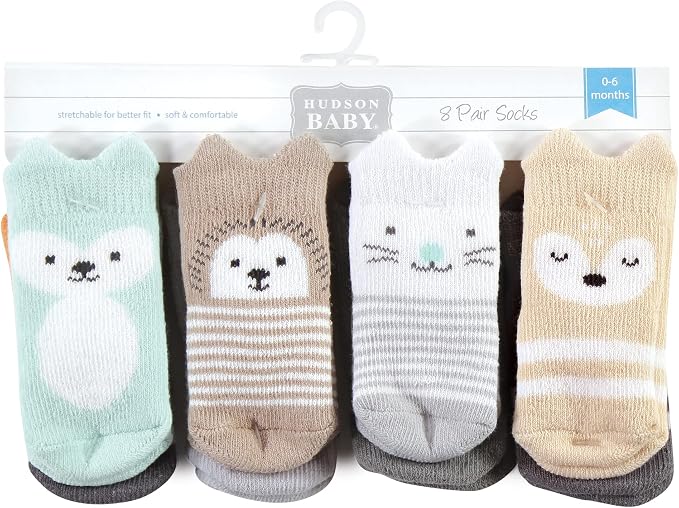Hudson Baby Baby 8-pack Cotton Rich Newborn and Terry Socks - Image 2