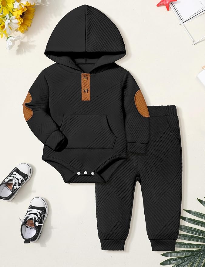 Fommy Baby Boy Clothes Colorblocked Long Sleeve Hoodie + Long Pants 2PCS Fall - Image 6