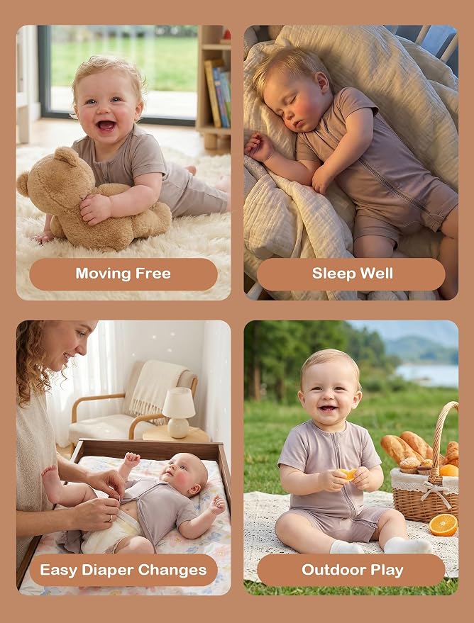 JunNeng Short Sleeve Romper, Rayon from Bamboo Baby Boy Sleeper Jumpsuit - Image 6