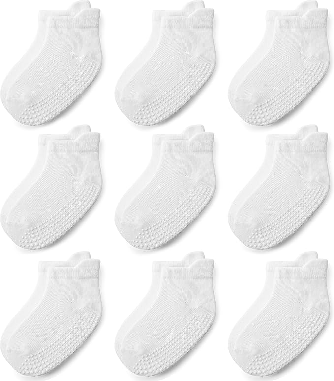 Baby Non Slip Grip Ankle Socks for Infants Toddlers Kids Boys Girls 9 Pack | by JAKIDAR