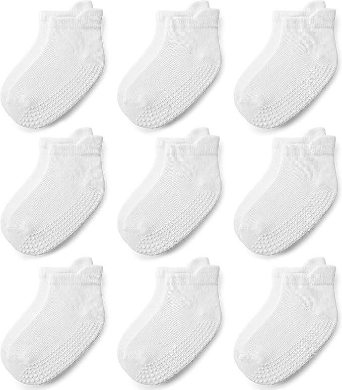 Baby Non Slip Grip Ankle Socks for Infants Toddlers Kids Boys Girls 9 Pack | by JAKIDAR