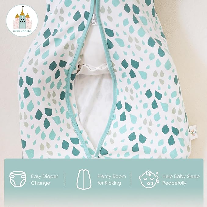 Cute Castle Baby Sleep Sack 6-12 Months - Lightweight 100% Cotton 2-Way Zipper TOG 0.5 Infant Wearable Blanket, Newborn Essentials Toddler Sleep Clothes (3 Pack Green)