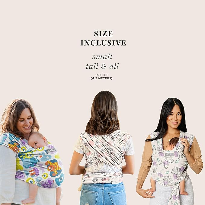 Moby Baby Wrap Carrier Featherknit for Newborns to Toddlers (8-33lbs), Infant Sling Carrier, Lightweight & Hands Free Design, Adjustable for All Body Types (Disney's Ariel in Amethyst)