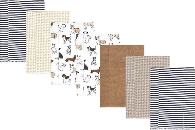 Luvable Friends Hudson Baby Flannel Burp Cloths 7pk, Playful Handsome Pups by Luvable+Friends