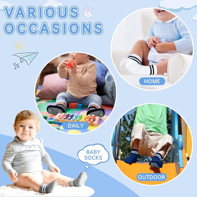 GRPSKCOS Baby Socks Non Slip 12 Pairs Toddler Anti Skid Socks - Image 5