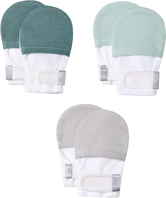Baby Newborn No Scratch Mittens Stay On, 100% Cotton Adjustable 0-12M | Soft by HAPIU