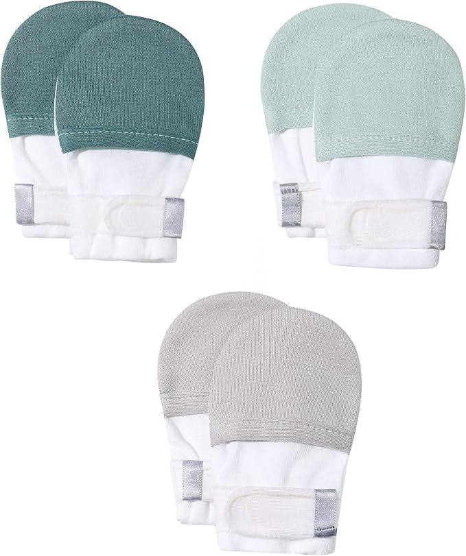 Baby Newborn No Scratch Mittens Stay On, 100% Cotton Adjustable 0-12M | Soft by HAPIU