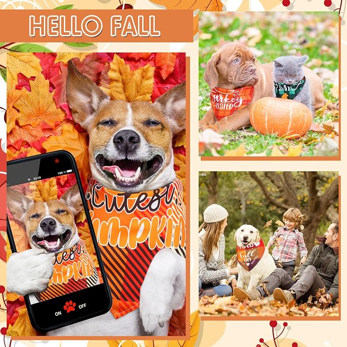 Preboun 200 Pcs Fall Dog Bandana Thanksgiving Bib Small Medium Pet - Image 2
