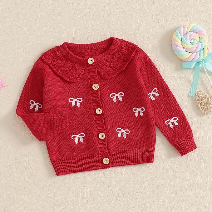 Baby Girl Cardigan Long Sleeve Button Up Sweater Toddler Girl Fall Outfits - Image 4