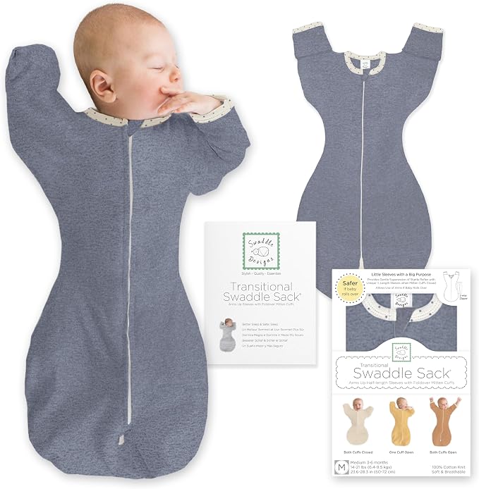 SwaddleDesigns Transitional Swaddle Sack, Arms Up Half-Length Sleeve & Mitten by SwaddleDesigns