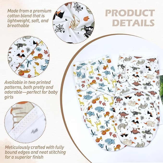 Dizila 2 Sets Adjustable Soft Cotton Blend Newborn Infant Baby Girl Boy - Image 4