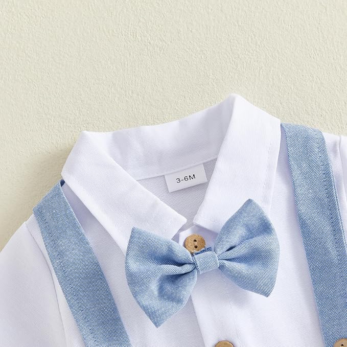 PUHHAPIEY Baby Boy Gentleman Wedding Outfit Dress Romper Suspender Pants | 0 3 - Image 6