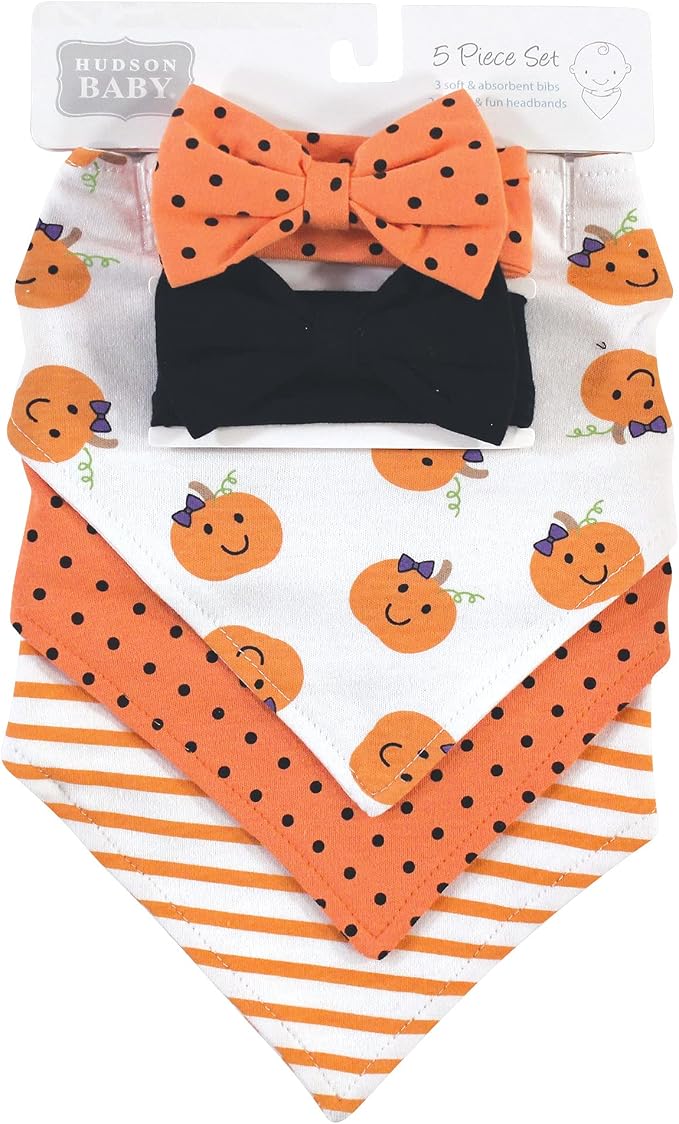 Hudson Baby Unisex Baby Cotton Bib and Headband Set - Image 2