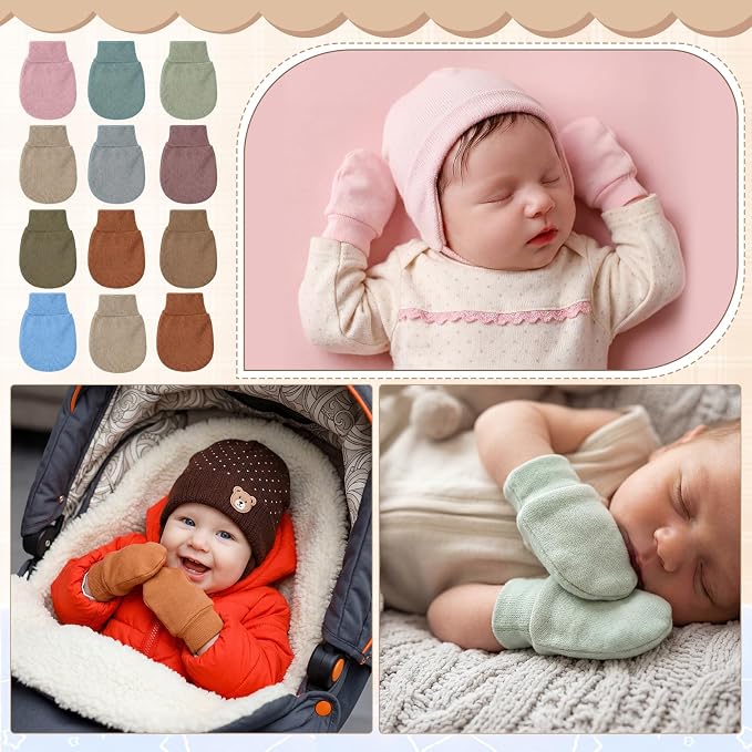 Geyoga 24 Pairs Newborn Baby Mittens No Scratch - Image 3