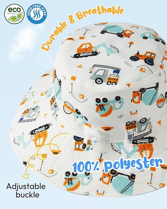 Baby Sun Hat Kids Summer Sun Protection Toddler Bucket Hat Wide Brim Adjustable - Image 3