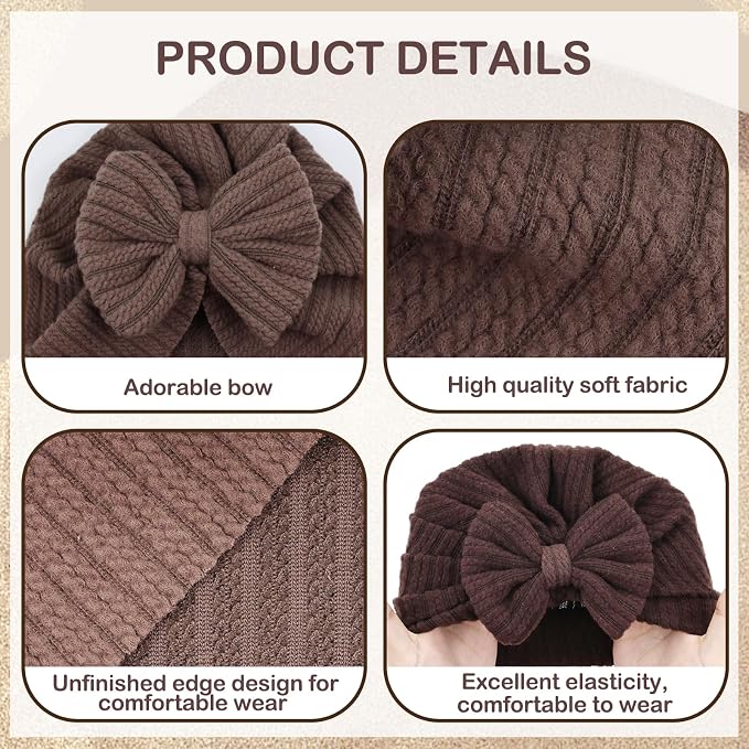 Cinaci 4 Pieces Baby Girls Turban Hats - Image 3