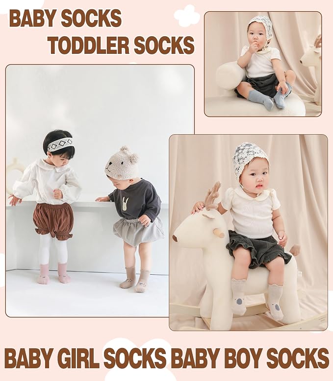LANLEO Baby Toddler Socks with Grips Baby Toddlers Girls Boys Non Slip Grip - Image 7