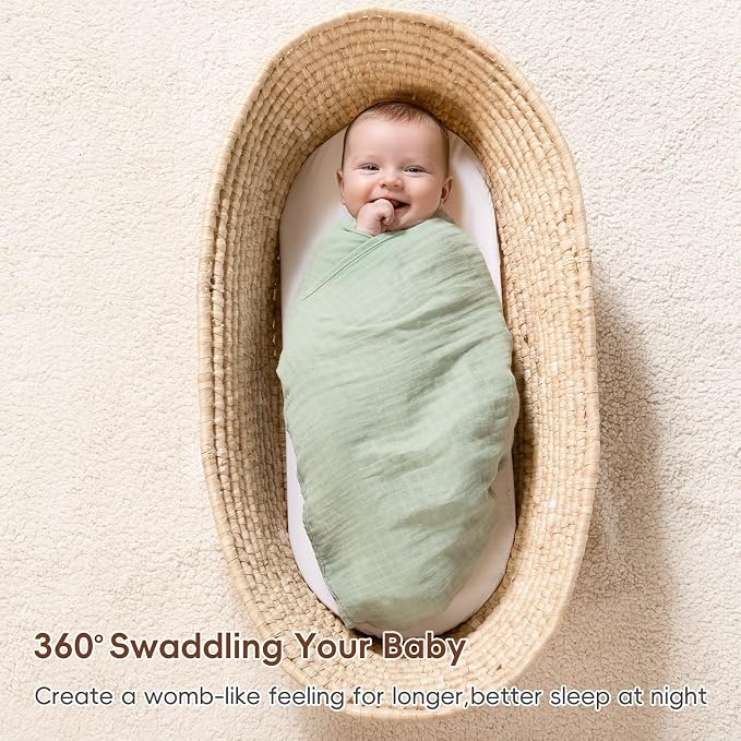 david's kids 4 Pack Baby Muslin Swaddle Blankets 47" x 47", 100% Cotton Swaddle - Image 4