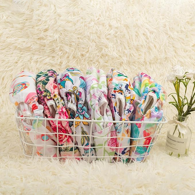 Babygoal Cloth Diaper Cover for Girls,Baby Adjustable Reusable Covers for Fitted Diapers and Prefolds, 6pcs Baby Clothes Covers+One Wet Bag 6DCF04