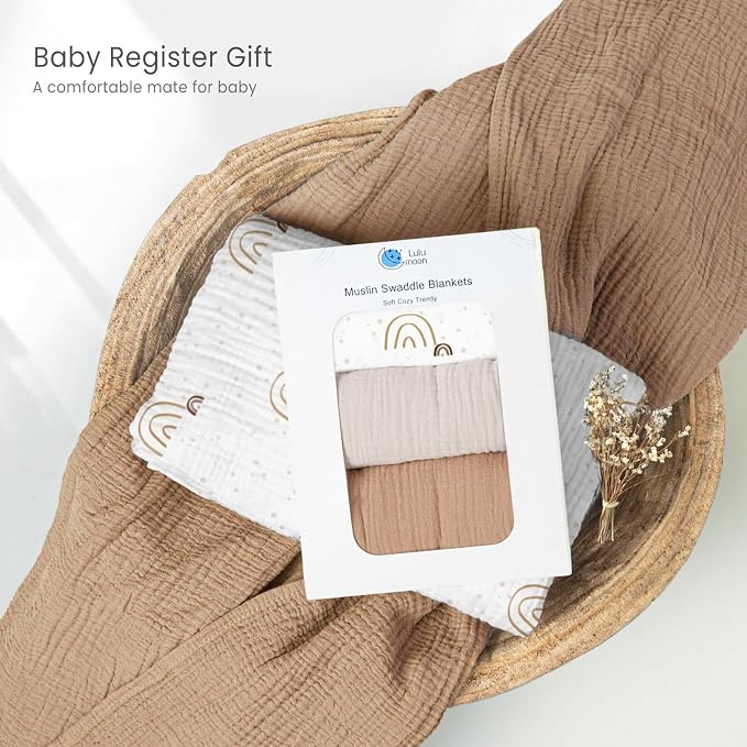 lulumoon Muslin Swaddle Blanket Baby: Cotton Receiving Wrap - Image 8