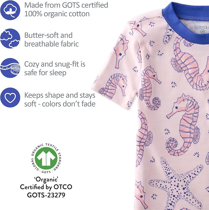 Butterblu Shade Snug-fit 2-Piece Short Sleeve PJs 100% Organic Cotton - Image 5