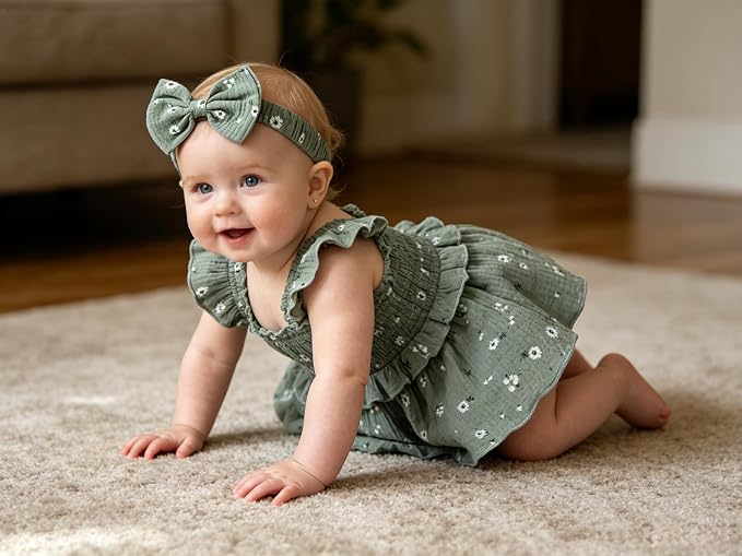 YOUNGER TREE Baby Girl Clothes Ruffle Romper Boho Dress Summer Cake Smash - Image 3