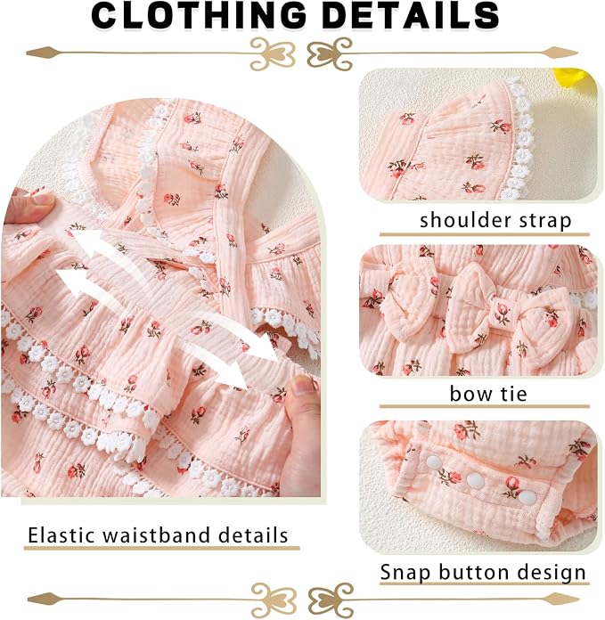 Baby Girl Summer Clothes Infant Girls Romper Dress | Ruffle Sleeve, Cotton Linen - Image 5