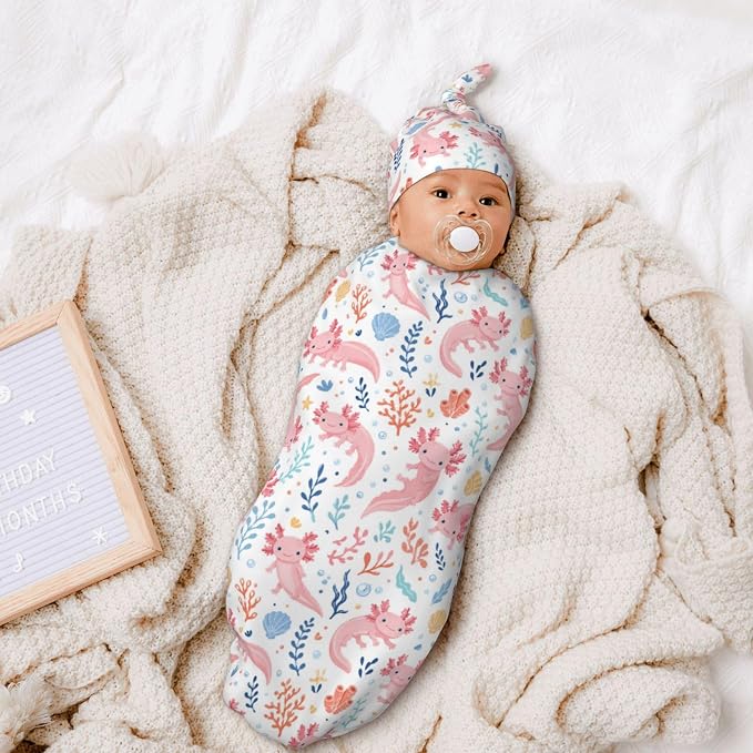 Axolotl Swaddle Blankets Soft Receiving Blanket Baby Swaddle Wrap - Image 6