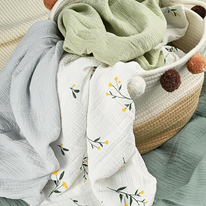 GLLQUEN BABY Muslin Swaddle Blankets for Girls Boy, 4-Pack Baby Blankets for Girl Boy, Newborn Receiving Blanket, Baby Swaddle Blanket Unisex, Baby Essentials, Registry & Gift, 40 x 38 inches