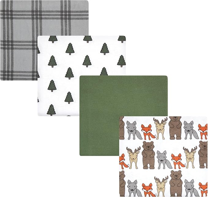 Hudson Baby Unisex Baby Cotton Poly Flannel Receiving Blankets, Wild Forest by HudsonBaby