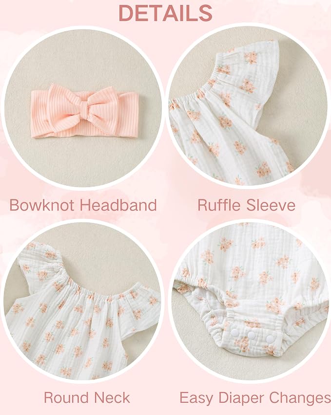 Renotemy Newborn Baby Girl Clothes Coming Home Summer Outfits Preemie-18M | - Image 5