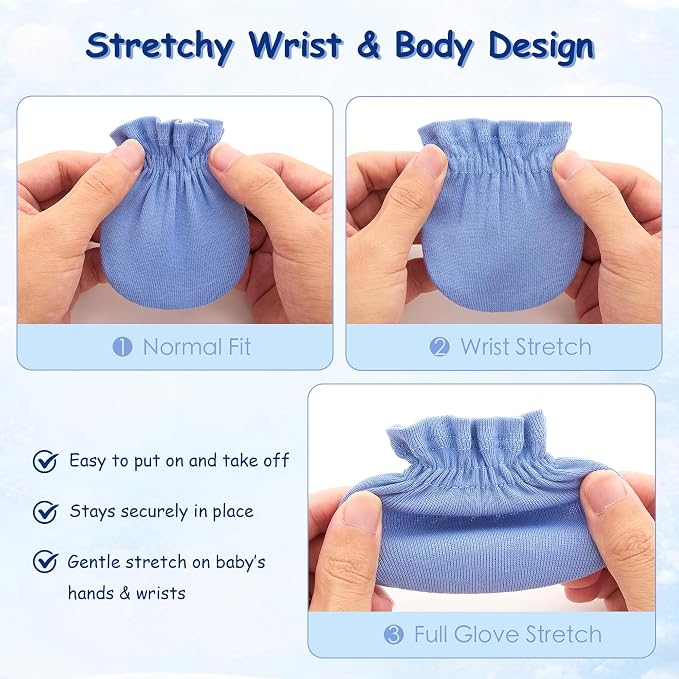 Pro Goleem Newborn Baby Mittens 100% Cotton No Scratch Soft Breathable Gloves - Image 6